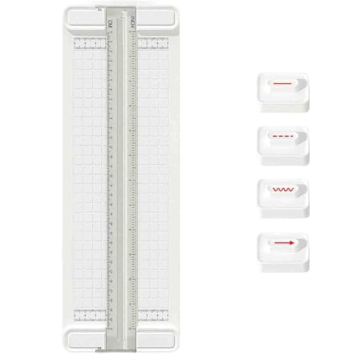 4-in-1 Bidirectional Paper Cutter, Multi-Function Scrapbooking Tool,Paper Cutter for Craft with Straight Line, Dotted Line, Wavy, Crease Blade Head (White) von LIFECOSM