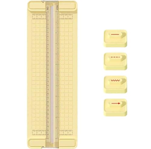4-in-1 Bidirectional Paper Cutter, Multi-Function Scrapbooking Tool,Paper Cutter for Craft with Straight Line, Dotted Line, Wavy, Crease Blade Head (Yellow) von LIFECOSM