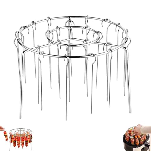 Air Fryer Barbecue Grill Vertical Barbecue Kebab,Vertical Hanging Stainless Steel BBQ Kebab for 6.5 Inch Air Fryer Hanging Rack, Easy to Clean (12 Skewers) von LIFECOSM