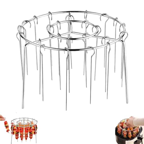 Air Fryer Barbecue Grill Vertical Barbecue Kebab,Vertical Hanging Stainless Steel BBQ Kebab for 6.5 Inch Air Fryer Hanging Rack, Easy to Clean (24 Skewers) von LIFECOSM