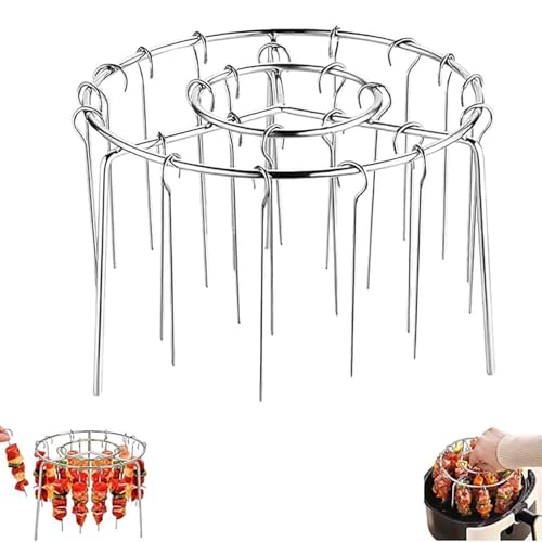 Air Fryer Barbecue Grill Vertical Barbecue Kebab,Vertical Hanging Stainless Steel BBQ Kebab for 6.5 Inch Air Fryer Hanging Rack, Easy to Clean (36 Skewers) von LIFECOSM