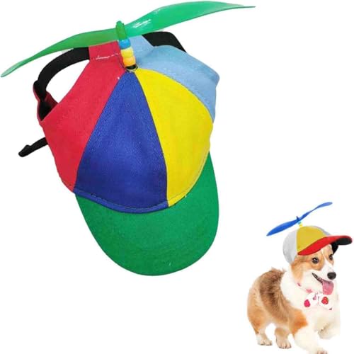 Dog Propeller Hat, Rainbow Helicopter Top Funny Pet Cap, Adjustable Pet Cap with Ear Holes, Cute Pet Supplies Baseball Hats for Small Medium Large Dogs (Green, L) von LIFECOSM