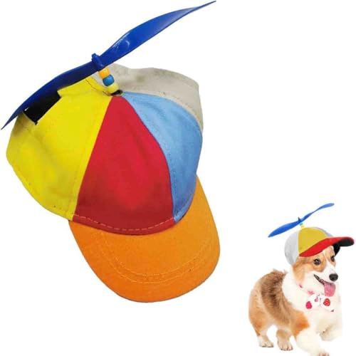 Dog Propeller Hat, Rainbow Helicopter Top Funny Pet Cap, Adjustable Pet Cap with Ear Holes, Cute Pet Supplies Baseball Hats for Small Medium Large Dogs (Orange, S) von LIFECOSM