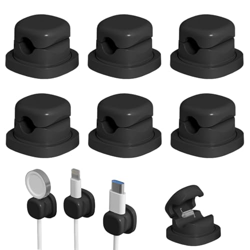 Rotating Cable Manager, 6 Pack Cord Organizer Spring Cable Holder Clips,360 Degree Rotation Wire Organiser for Desk Office Accessories. (Black) von LIFECOSM