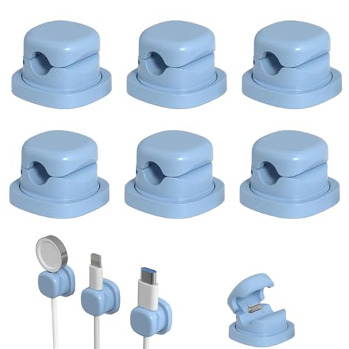 Rotating Cable Manager, 6 Pack Cord Organizer Spring Cable Holder Clips,360 Degree Rotation Wire Organiser for Desk Office Accessories. (Blue) von LIFECOSM