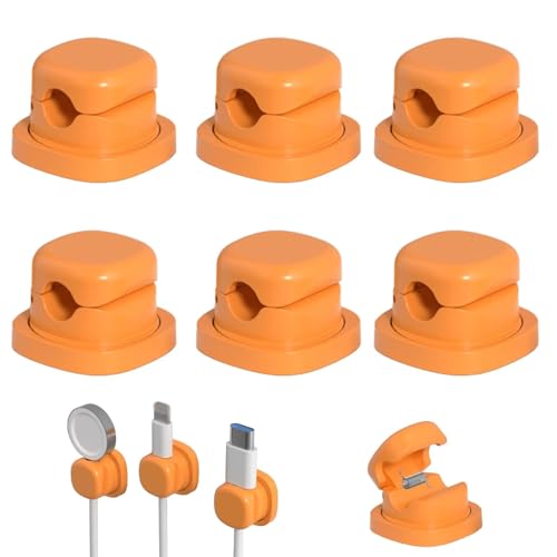 Rotating Cable Manager, 6 Pack Cord Organizer Spring Cable Holder Clips,360 Degree Rotation Wire Organiser for Desk Office Accessories. (Orange) von LIFECOSM