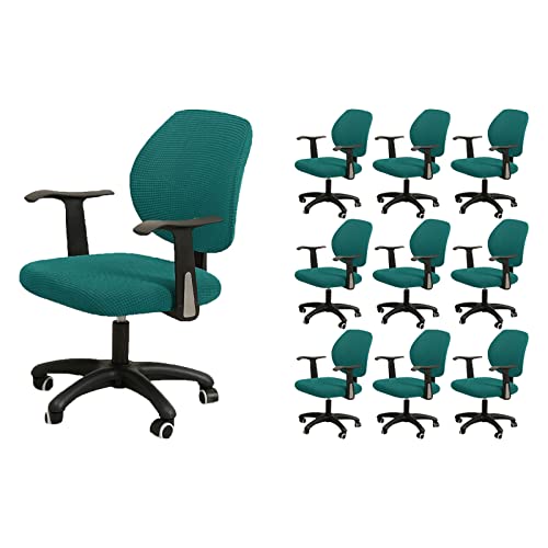 Bürostuhl Bezug Stretch Bezug für Bürostuhl,Elastische Stuhlhussen Spandex Office Computer Stuhlbezüge,Abnehmbare Waschbare für Bürostuhl Stretch Stuhlhussen Bezug,Dark Green,10PCS von LIFEDX