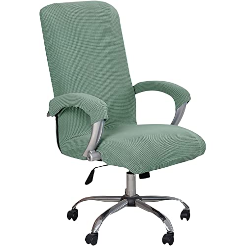 Bürostuhl Bezug mit Armlehne Mais Seidenstoff Einfarbig,Stretch Bezug für Bürostuhl Elastische Stuhlhussen Spandex Office Computer Stuhlbezüge,Abnehmbare Waschbare für Stuhlhussen -Green||X-Large von LIFEDX