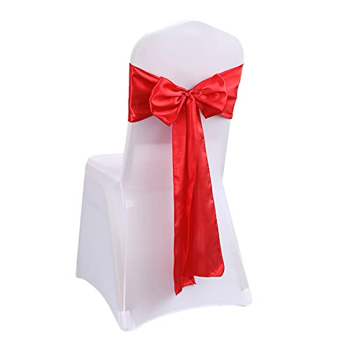 Elastische Stuhlschärpen Stuhl Schärpen,Schleifen,Bunte Satin Schärpe Hochzeit Stuhl Bogen Für Stuhl Deckt Schärpe Geburtstag Party Hotel Zeigen Dekoration,Rot,10Pcs von LIFEDX