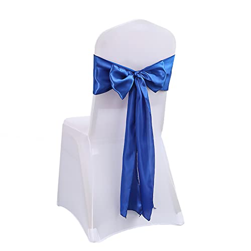 Elastische Stuhlschärpen Stuhl Schärpen,Schleifen,Bunte Satin Schärpe Hochzeit Stuhl Bogen Für Stuhl Deckt Schärpe Geburtstag Party Hotel Zeigen Dekoration,Royal Blue,10Pcs von LIFEDX