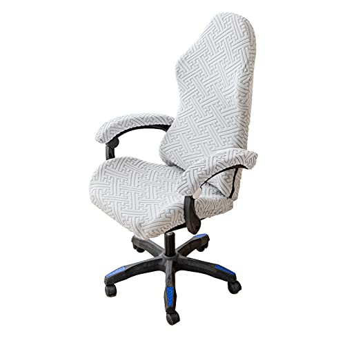 Gaming Stuhl Bezug Gamingstuhl-Bezüge 4 Stück,Bürostuhl Bezug Stuhlhussen mit Armlehnen Stuhlrücken Bezug,Dehnbare Stuhl Bezüge für Computer-Spielstuhl, Racing-Stil,Bürostuhl-Ohne Stuhl - Light Gray von LIFEDX