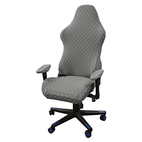 LIFEDX Gamingstuhl-Bezüge Gaming Stuhl bezug 4 Stück,Bürostuhl Drehstuhl Bezug mit Armlehnen/Stuhlrücken Bezug,Dehnbare Stuhl Bezüge für Computer-Spielstuhl, Racing-Stil,Bürostuhl-Ohne Stuhl-Grey von LIFEDX