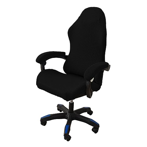 LIFEDX Gamingstuhl-Bezüge Gaming Stuhl bezug 4 Stück,Bürostuhl Drehstuhl Bezug mit Armlehnen/Stuhlrücken Bezug,Dehnbare Stuhl Bezüge für Computer-Spielstuhl, Racing-Stil,Bürostuhl-Ohne Stuhl-Black von LIFEDX