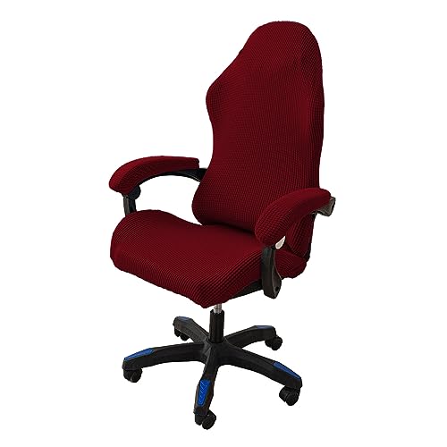 LIFEDX Gamingstuhl-Bezüge Gaming Stuhl bezug 4 Stück,Bürostuhl Drehstuhl Bezug mit Armlehnen/Stuhlrücken Bezug,Dehnbare Stuhl Bezüge für Computer-Spielstuhl, Racing-Stil,Bürostuhl-Ohne Stuhl-Wine Red von LIFEDX