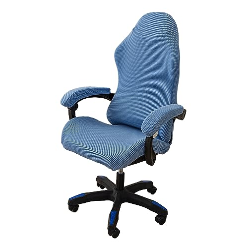 LIFEDX Gamingstuhl-Bezüge Gaming Stuhl bezug 4 Stück,Bürostuhl Drehstuhl Bezug mit Armlehnen/Stuhlrücken Bezug,Dehnbare Stuhl Bezüge für Computer-Spielstuhl, Racing-Stil,Bürostuhl-Ohne Stuhl-Blue von LIFEDX