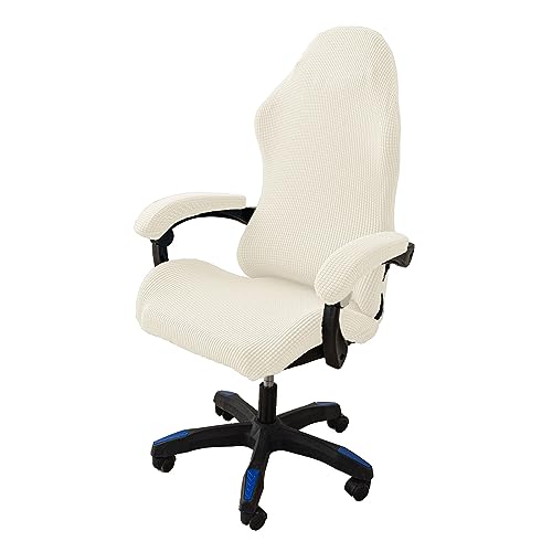 LIFEDX Gamingstuhl-Bezüge Gaming Stuhl bezug 4 Stück,Bürostuhl Drehstuhl Bezug mit Armlehnen/Stuhlrücken Bezug,Dehnbare Stuhl Bezüge für Computer-Spielstuhl, Racing-Stil,Bürostuhl-Ohne Stuhl-Beige von LIFEDX