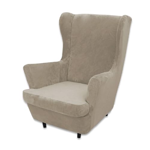 LIFEDX Ohrensessel Überzug Samt 2-Teilig, Sessel-Überwürfe Bezug, Elastisch Schonbezüge, Stretch Tiger Stuhlbezug Mit Armlehne Hohe Rückenlehne, Grey von LIFEDX