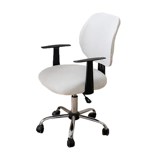 LIFEDX Samtplüsch Bürostuhl Bezug Stretch Bezug für Bürostuhl,Elastische Stuhlhussen Spandex Office Computer Stuhlbezüge,Abnehmbare Waschbare für Bürostuhl Stuhlhussen Bezug- White||4PCS von LIFEDX
