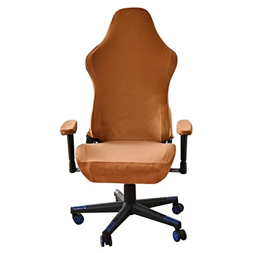 LIFEDX Samtplüsch Gamingstuhl-Bezüge Gaming Stuhl bezug 4 Stück,Bürostuhl Drehstuhl Bezug mit Armlehnen/Stuhlrücken Bezug,Dehnbare Stuhl Bezüge für Computer-Spielstuhl, Bürostuhl-Ohne Stuhl-Camel von LIFEDX