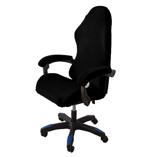 LIFEDX Samtplüsch Gamingstuhl-Bezüge Gaming Stuhl bezug 4 Stück,Bürostuhl Drehstuhl Bezug mit Armlehnen/Stuhlrücken Bezug,Dehnbare Stuhl Bezüge für Computer-Spielstuhl, Bürostuhl-Ohne Stuhl-Black von LIFEDX