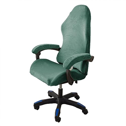 LIFEDX Samtplüsch Gamingstuhl-Bezüge Gaming Stuhl bezug 4 Stück,Bürostuhl Drehstuhl Bezug mit Armlehnen/Stuhlrücken Bezug,Dehnbare Stuhl Bezüge für Computer-Spielstuhl, Bürostuhl-Ohne Stuhl-Green von LIFEDX