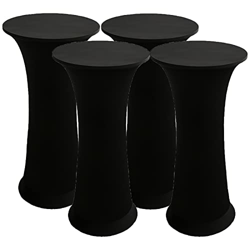 LIFEDX Stretch Stehtischhusse Stehtisch Husse,Spandex Hussen für Rund,Elastische Tischdecke,Ausgestatteter für Hochzeitsfeier, Bankett, Geburtstag, Party im Freien,60cm,Schwarz,4Pcs von LIFEDX