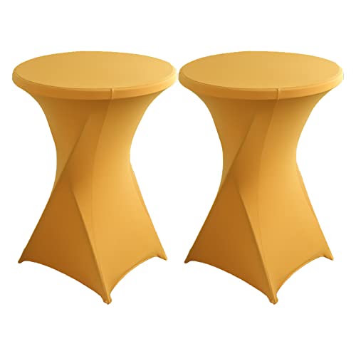 LIFEDX Stretch Stehtischhusse Stella für Bistrotisch,Stehtisch Hussen,Stella Elastischer Strechüberzug Elastische Tischdecke für Bistrotische,Hochzeitsfeier, Bankett,Party,Gold,2Pcs B von LIFEDX