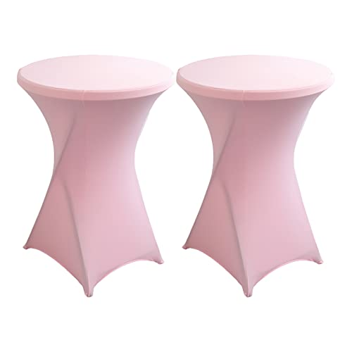 LIFEDX Stretch Stehtischhusse Stella für Bistrotisch,Stehtisch Hussen,Stella Elastischer Strechüberzug Elastische Tischdecke für Bistrotische,Hochzeitsfeier, Bankett,Party,Rosa,2Pcs B von LIFEDX