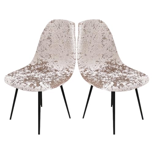 LIFEDX Stuhlbezug Stuhlhussen Samt 2er Set,Stretch Schalenstuhl Bezug Stuhlbezüge für Esszimmerstühle Küchenstühle Stuhlabdeckung Husse Universal,Abnehmbare Waschbarer Antirutsch - Deep White||2PCS von LIFEDX
