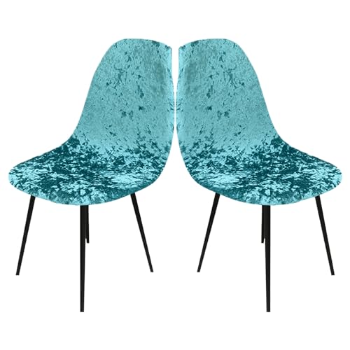 LIFEDX Stuhlbezug Stuhlhussen Samt 2er Set,Stretch Schalenstuhl Bezug Stuhlbezüge für Esszimmerstühle Küchenstühle Stuhlabdeckung Husse Universal,Abnehmbare Waschbarer Antirutsch - Green||2PCS von LIFEDX