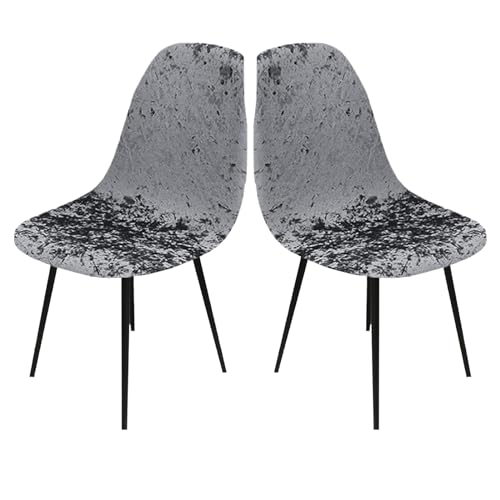 LIFEDX Stuhlbezug Stuhlhussen Samt 2er Set,Stretch Schalenstuhl Bezug Stuhlbezüge für Esszimmerstühle Küchenstühle Stuhlabdeckung Husse Universal,Abnehmbare Waschbarer Antirutsch - Grey||2PCS von LIFEDX