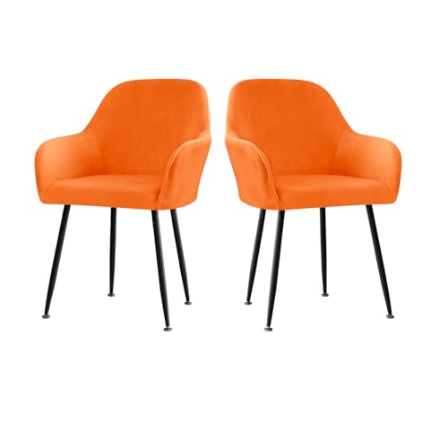 LIFEDX Stuhlhusse Stuhlbezug Samt Stretch 2er/4er/6er Set, Gebogen Stuhlbezüge Rückenlehne mit Armlehne Abnehmbar, Stuhlüberzug Esszimmerstühle Modern Bürostuhl Bezug Stuhl Beschützer-Orange||2PCS von LIFEDX