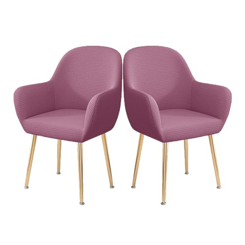 LIFEDX Stuhlhusse Stuhlbezug Stretch 2er/4er/6er Set, Gebogen Stuhlbezüge Rückenlehne mit Armlehne Abnehmbar, Stuhlüberzug Esszimmerstühle Modern Bürostuhl Bezug Stuhl Beschützer-Purple||2PCS von LIFEDX