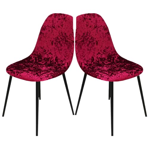 LIFEDX Stuhlhussen Stuhlbezüge Esszimmerstühle Stretch 2er/4er/6er Set, Stuhlbezug Esszimmer Schalenstuhl Samt Abnehmbare, Stuhlbezüge Antirutsch Küchenstühle Bürostuhl Bezug Universal-Red||2PCS von LIFEDX