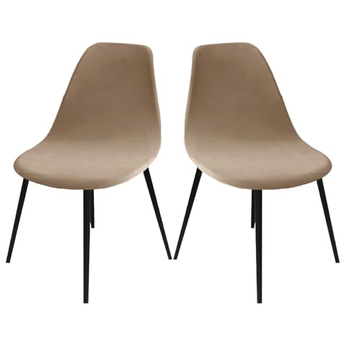 LIFEDX Stuhlhussen Stuhlbezüge Esszimmerstühle Stretch 2er/4er/6er Set, Stuhlbezug Schalenstuhl Silberfuchssamt Esszimmer, Küchenstühle Universal Elastischer Bürostuhl Bezug-Brown||2PCS von LIFEDX