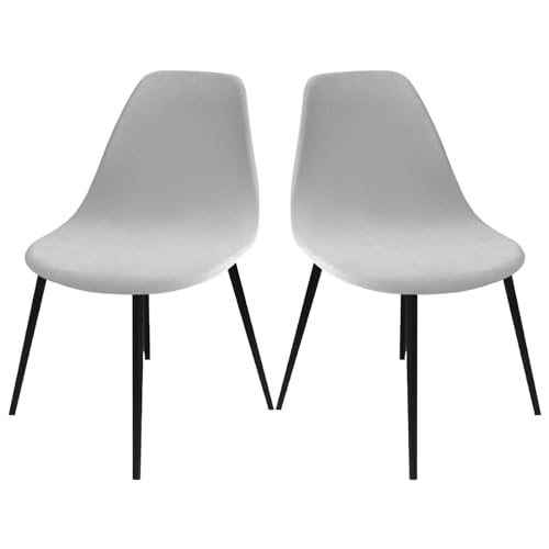 LIFEDX Stuhlhussen Stuhlbezüge Esszimmerstühle Stretch 2er/4er/6er Set, Stuhlbezug Schalenstuhl Silberfuchssamt Esszimmer, Küchenstühle Universal Elastischer Bürostuhl Bezug-Light Grey||2PCS von LIFEDX