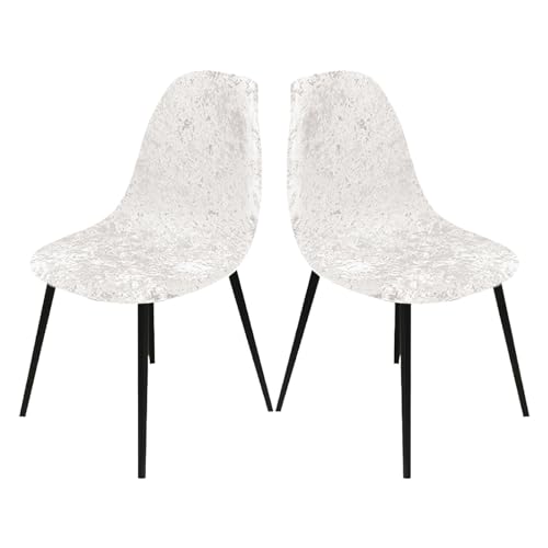 LIFEDX Stuhlbezug Stuhlhussen Samt 2er Set,Stretch Schalenstuhl Bezug Stuhlbezüge für Esszimmerstühle Küchenstühle Stuhlabdeckung Husse Universal,Abnehmbare Waschbarer Antirutsch - White||2PCS von LIFEDX