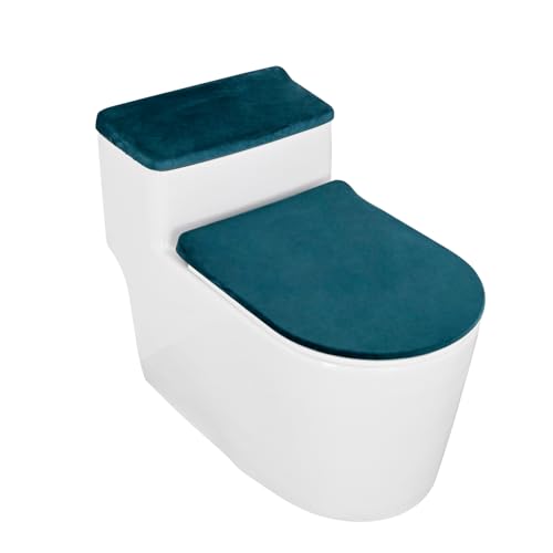 LIFEDX Toilettensitzbezug WC-Sitzbezug WC-Sitzbezüge Pads Wärmer Samt, Toilettendeckel Tank Protector Cover 2er Set mit Elastischem Boden, Toilettensitzkissen und WC Tank Deckel- Light Green von LIFEDX