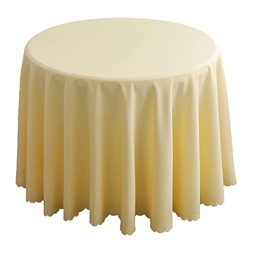 Runde Tischdecke aus Satin, Einfarbiges Polyester Küche Esszimmer Tischdecke für Weihnachten, Hochzeit, Hotel, Bankett, Geburtstagsfeier, Garten, Heimdekoration,Cream,160cm Round von LIFEDX