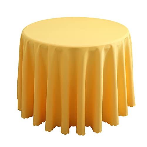 Runde Tischdecke aus Satin, Einfarbiges Polyester Küche Esszimmer Tischdecke für Weihnachten, Hochzeit, Hotel, Bankett, Geburtstagsfeier, Garten, Heimdekoration,Gelb,160cm Round von LIFEDX