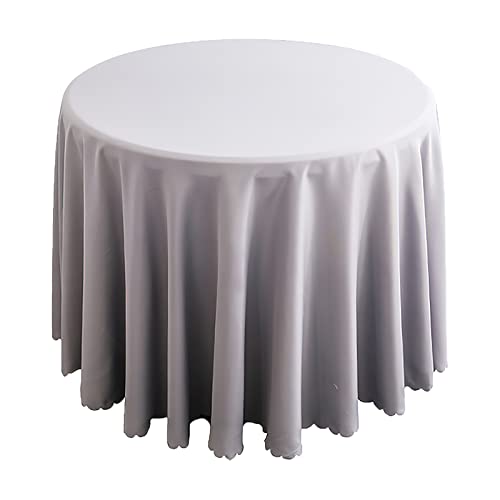 Runde Tischdecke aus Satin, Einfarbiges Polyester Küche Esszimmer Tischdecke für Weihnachten, Hochzeit, Hotel, Bankett, Geburtstagsfeier, Garten, Heimdekoration,Grau,180cm Round von LIFEDX