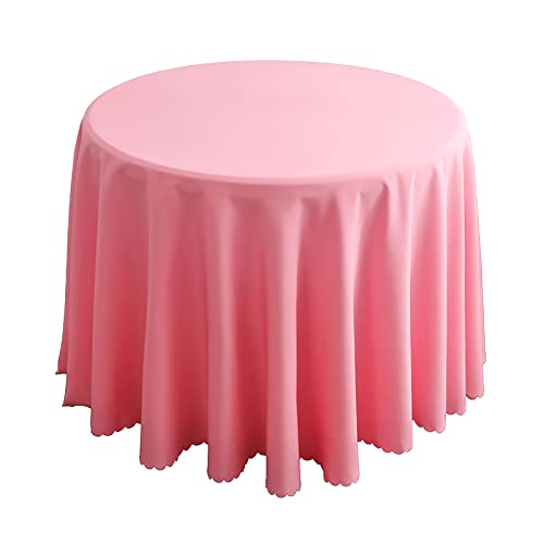 LIFEDX Runde Tischdecke aus Satin, einfarbiges Polyester, Küche, Esszimmer, Tischdecke für Weihnachten, Hochzeit, Tischdecke, Hotel, Bankett, Geburtstagsfeier, Garten, Heimdekoration, Rosa, 160 cm run von LIFEDX