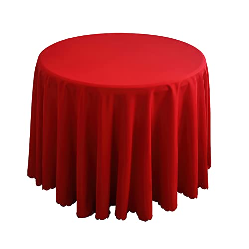 Runde Tischdecke aus Satin, Einfarbiges Polyester Küche Esszimmer Tischdecke für Weihnachten, Hochzeit, Hotel, Bankett, Geburtstagsfeier, Garten, Heimdekoration,Rot,200cm Round von LIFEDX