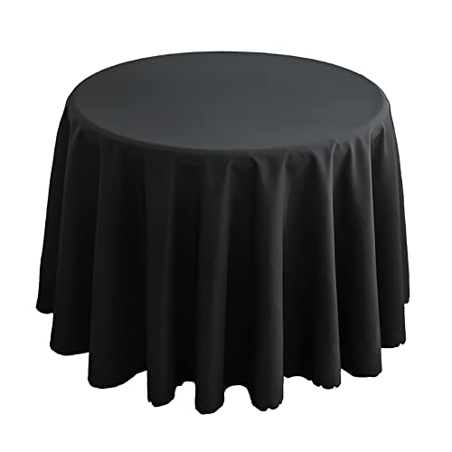 Runde Tischdecke aus Satin, Einfarbiges Polyester Küche Esszimmer Tischdecke für Weihnachten, Hochzeit, Hotel, Bankett, Geburtstagsfeier, Garten, Heimdekoration,Schwarz,160cm Round von LIFEDX