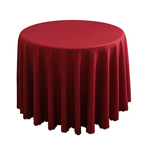 Runde Tischdecke aus Satin, Einfarbiges Polyester Küche Esszimmer Tischdecke für Weihnachten, Hochzeit, Hotel, Bankett, Geburtstagsfeier, Garten, Heimdekoration,Wine red,160cm Round von LIFEDX