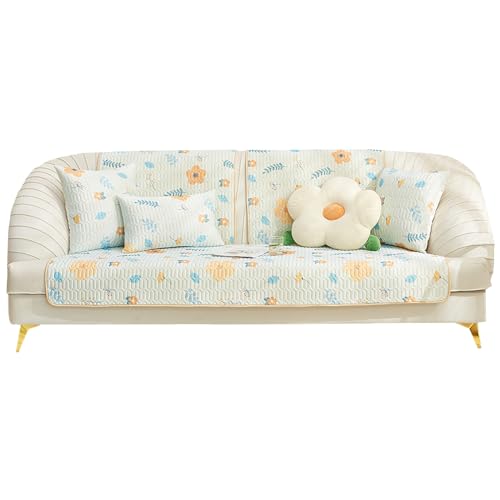 Sofa Überzug Couch Überzug Ecksofa 1-4 Sitzer L Form,Sofabezug mit Rutschfester Sommer Kühle Aus Eisseidenstoff,Waschbar Sofa Cover für Wohnzimmer,Sofaüberwürf L Form Sofaschoner,Blue|| 70*70cm von LIFEDX