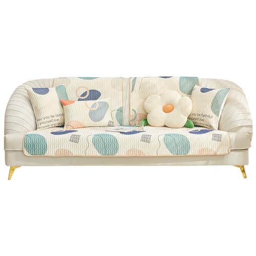 Sofa Überzug Couch Überzug Ecksofa 1-4 Sitzer L Form,Sofabezug mit Rutschfester Sommer Kühle Aus Eisseidenstoff,Waschbar Sofa Cover für Wohnzimmer,Sofaüberwürf L Form Sofaschoner,Green|| 70*70cm von LIFEDX
