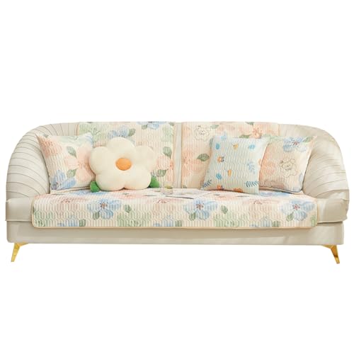 Sofa Überzug Couch Überzug Ecksofa 1-4 Sitzer L Form,Sofabezug mit Rutschfester Sommer Kühle Aus Eisseidenstoff,Waschbar Sofa Cover für Wohnzimmer,Sofaüberwürf L Form Sofaschoner,Orange|| 70*70cm von LIFEDX