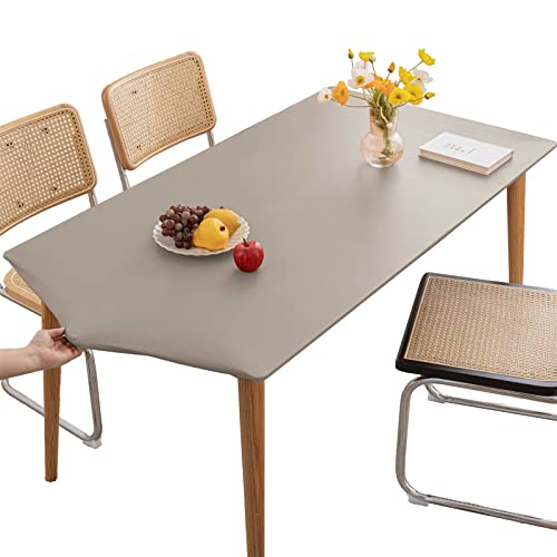 Tischdecke Rechteckige Leder Angepasste Tischdecke,Elastische Tischdecke Abwischbare Tischdecke Tischdecke für Outdoor,Terrasse,Küche und Esszimmer- Gray||90X140CM von LIFEDX