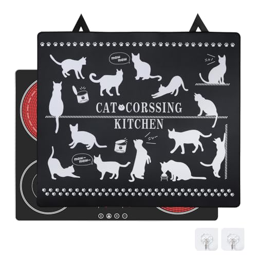 LIFEDYLUK Herdabdeckung Spritzschutz 62x53cm, Küche Herdabdeckplatte Anti-Rutsch mit 2 Haken, Staubdichte-Matte für Induktionskochfelder, Herdabdeckung Spritzschutz für Elektroherd (1) von LIFEDYLUK